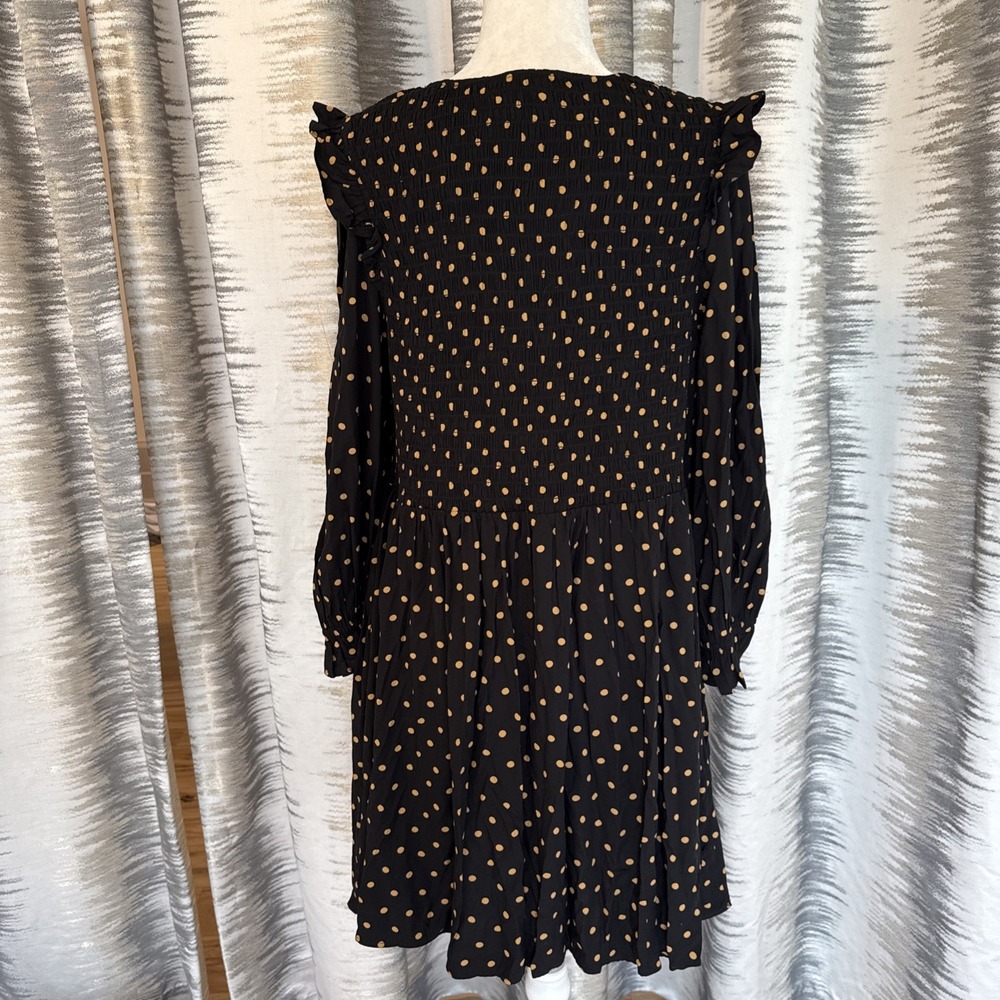 Madewell Lucie V-Neck Smocked Mini Dress in Polka Dot Size L - Picture 5 of 13